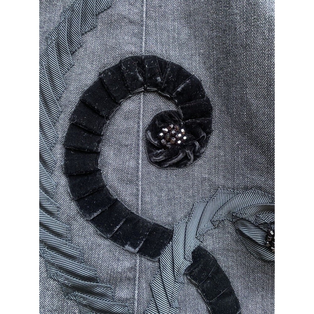 Vtg Y2K Black Swirl Velvet Embroidered Stretch Flare Jeans Pants 10 Boho Goth - Picture 10 of 16